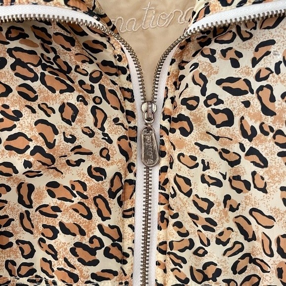 Fuda International 100% Silk Leopard Print Bomber Jacket Size Large - Picture 3 of 12
